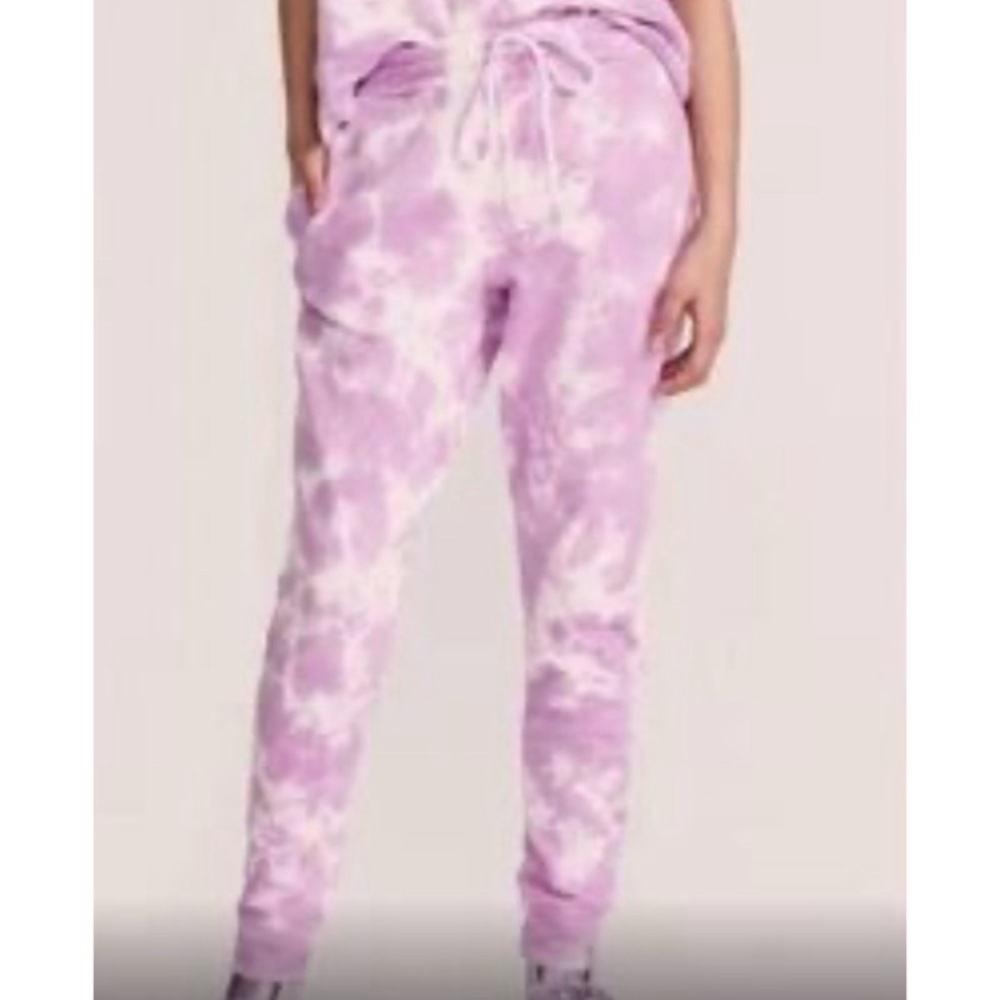 LOVESHACKFANCY Addison Distressed Hoodie and Yolanda Joggers in Purple Iris - Picture 2 of 4